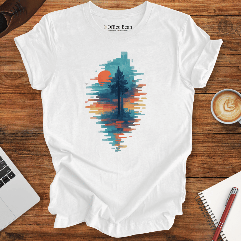 Pixel Forest Nature Glitch T-Shirt