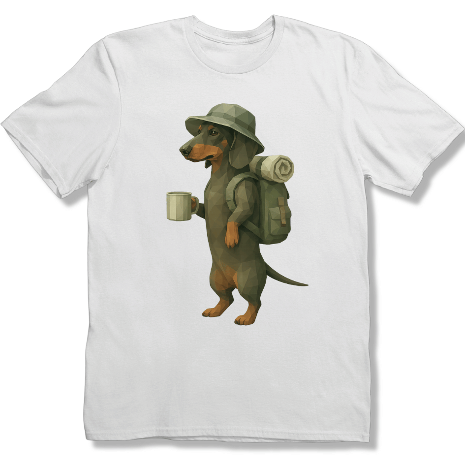 Polygon Dachshund with Coffee T-shirt