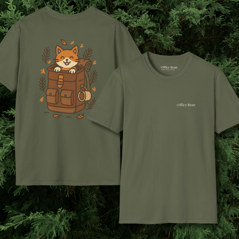 Backpack Cat Explorer Backprint T-Shirt