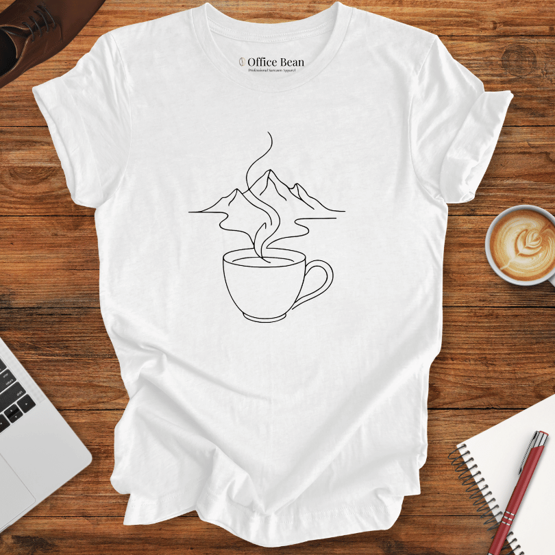 Line art Coffee and Mountains T-Shirt