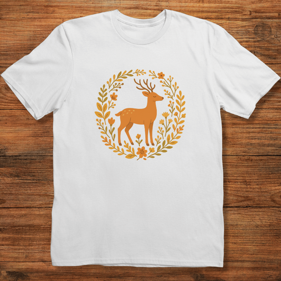 Deer in Floral Ring T-shirt