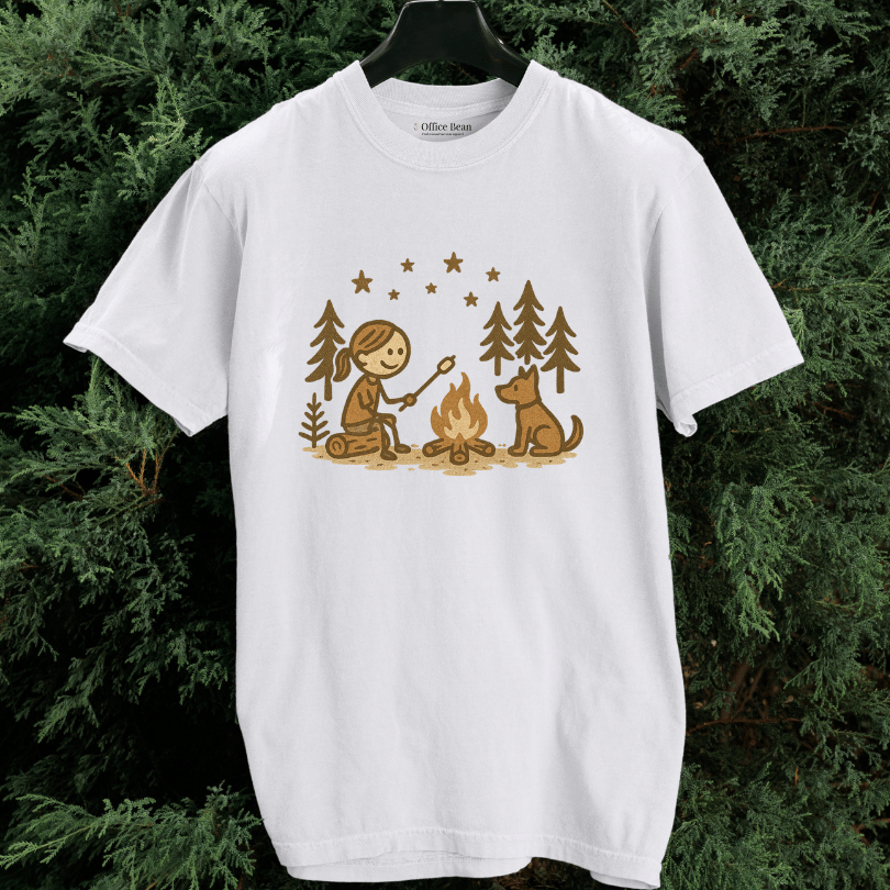 Girl Camp and Fireside Dog Friend T-shirt