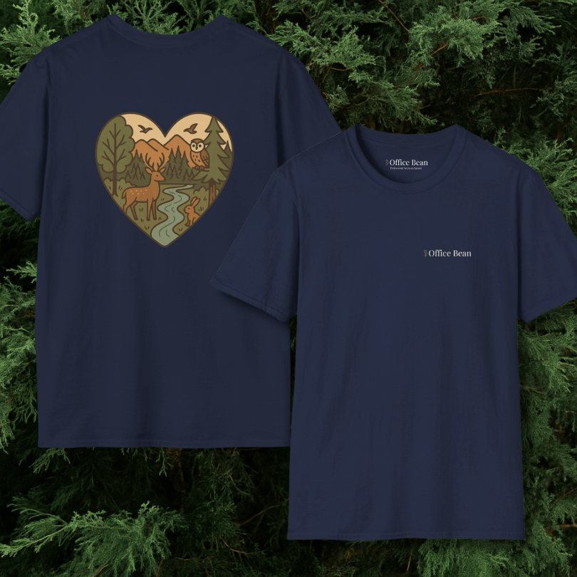 Forest Animals Heartshape Backprint T-Shirt