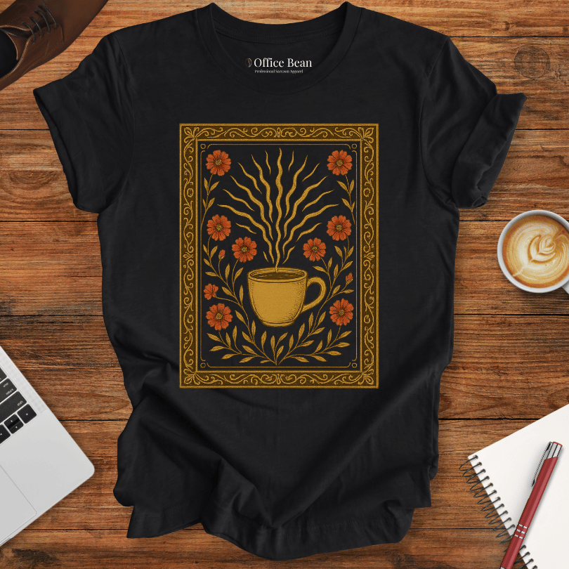 Coffee and Flower Tapestry T-shirt