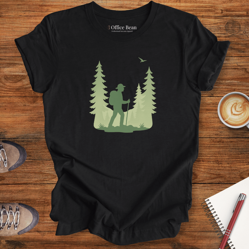 Silhouette Hiker in Pine Forest T-shirt
