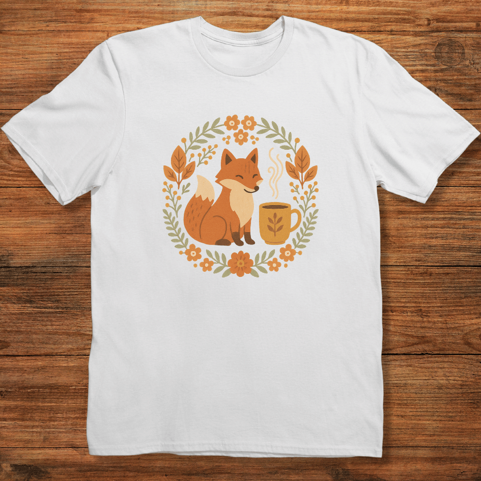 Fox and Coffee Wreath T-shirt