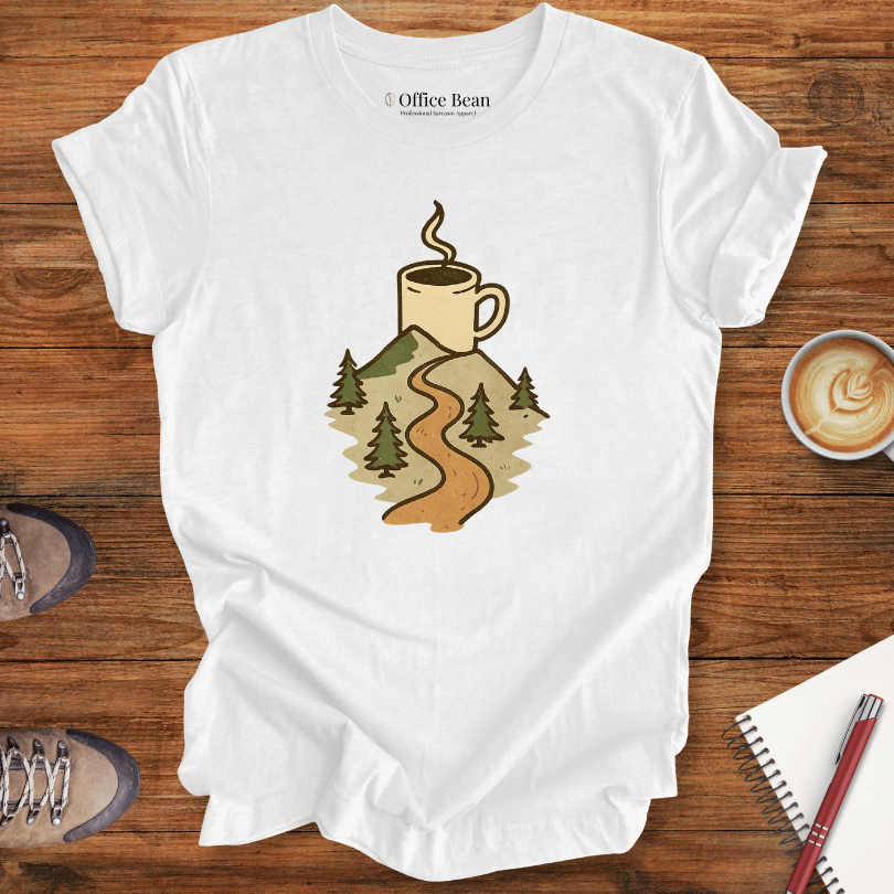 Lineart Hiker with Bird and Trees T-shirt