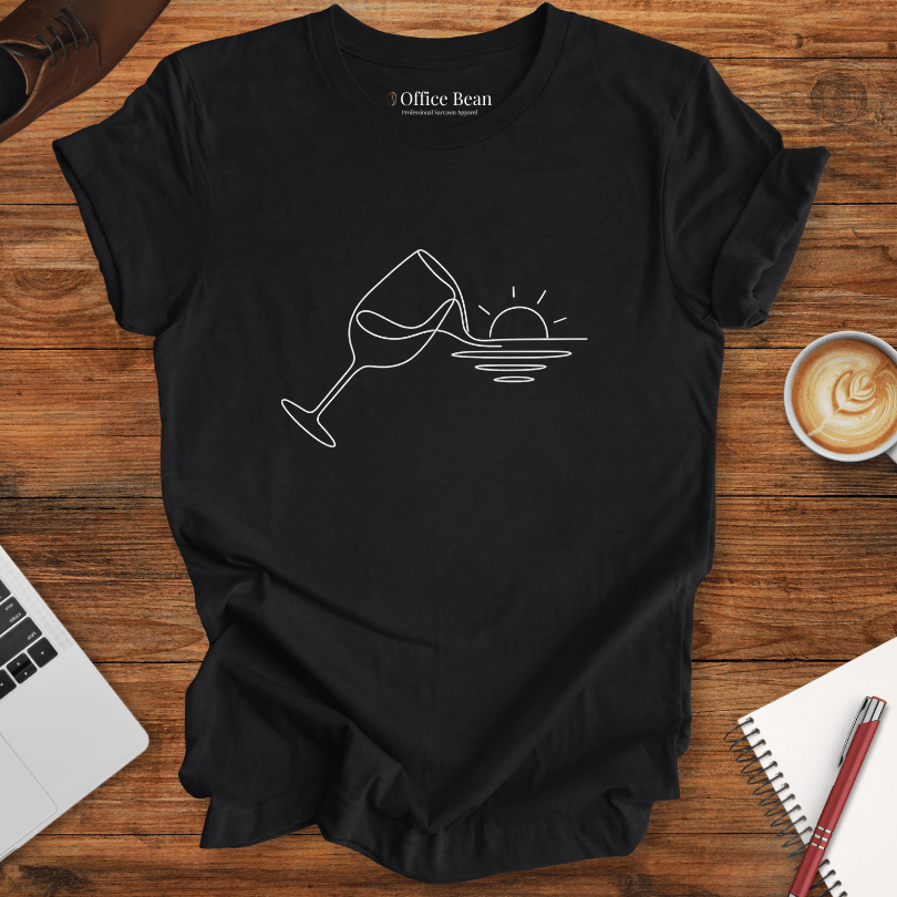 Line art Wine spilling Sunset T-Shirt