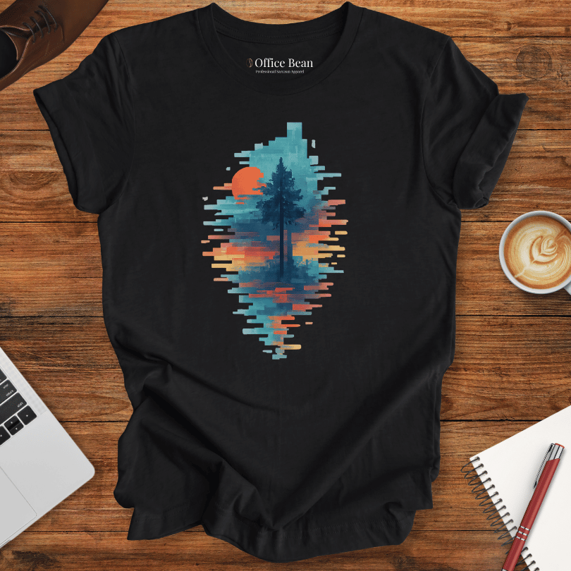 Pixel Forest Nature Glitch T-Shirt
