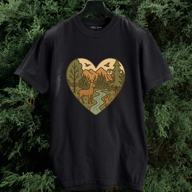Forest Animals Heartshape T-shirt