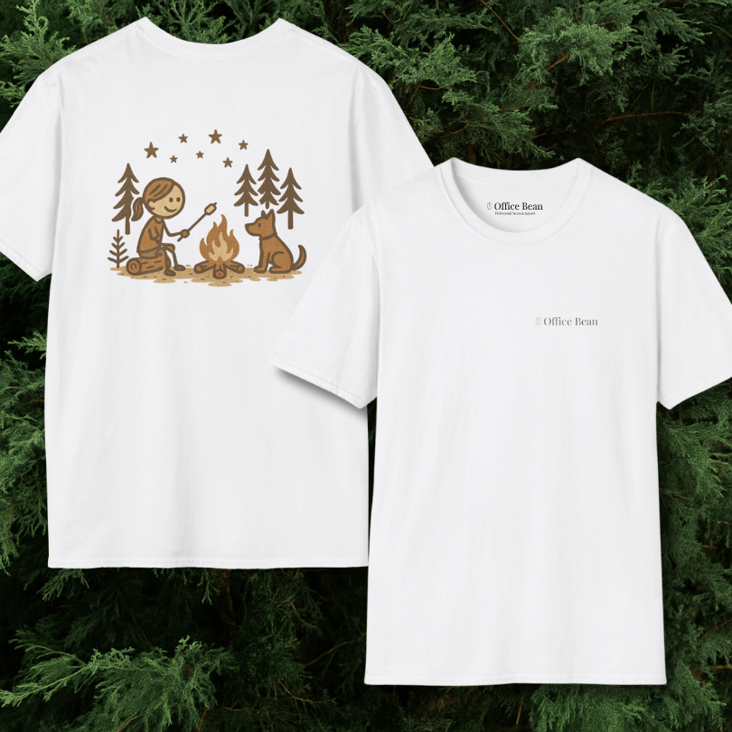 Girl Camp and Fireside Dog Backprint T-Shirt