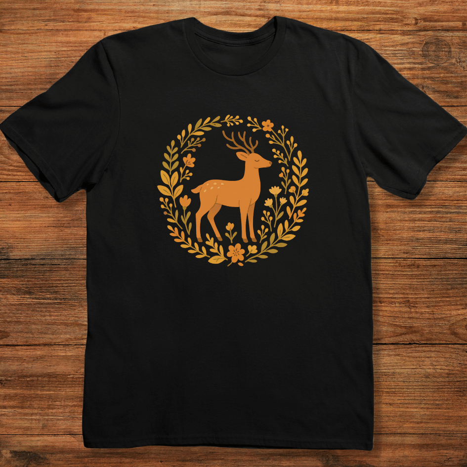Deer in Floral Ring T-shirt