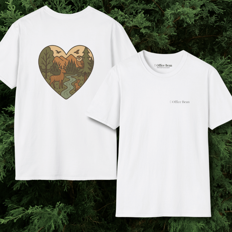 Forest Animals Heartshape Backprint T-Shirt