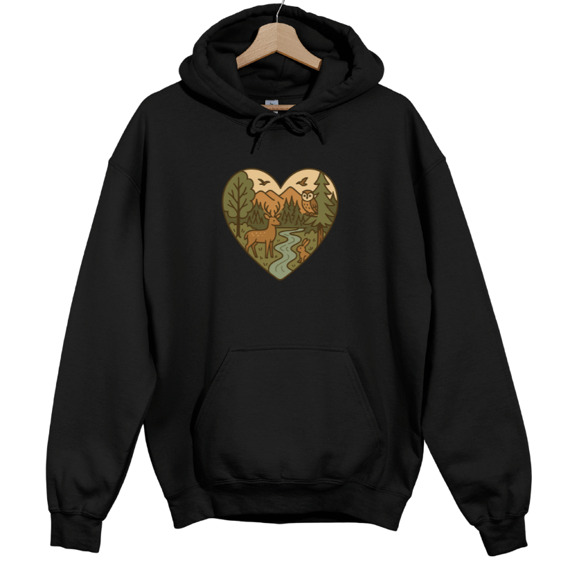 Forest Animals Heartshape Hoodie