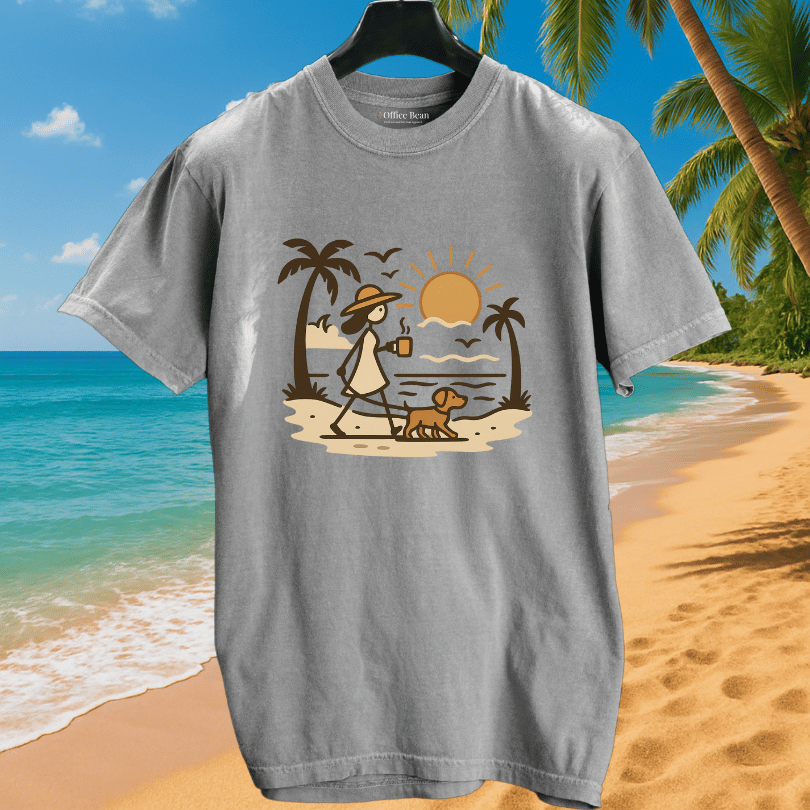 Beach Sunrise, Coffee & Dog Walks T-shirt
