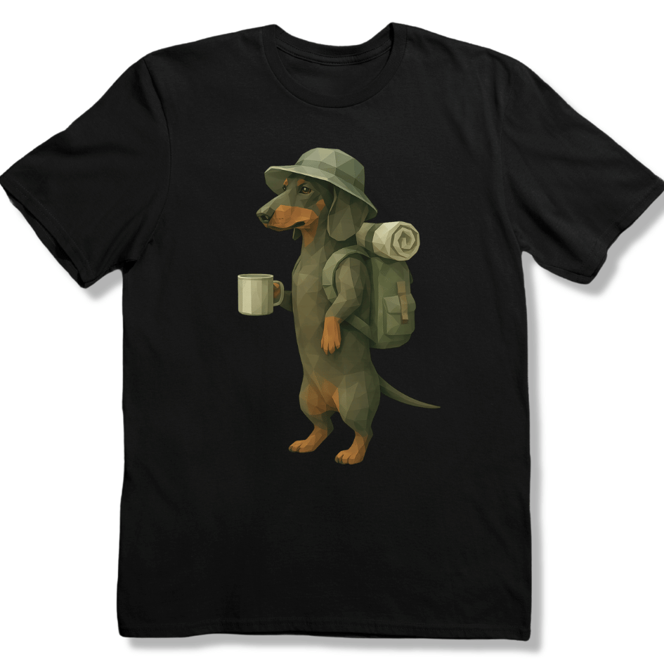 Polygon Dachshund with Coffee T-shirt
