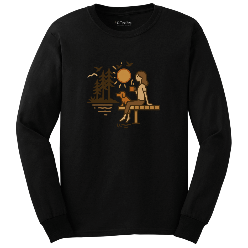 Lake, Coffee & Dog Long Sleeve T-shirt