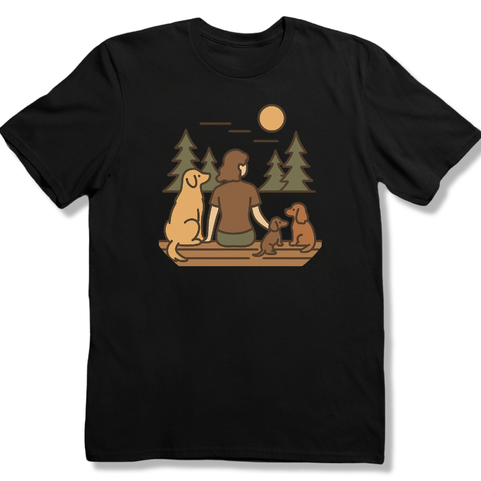 Forest Bench with Dogs T-shirt