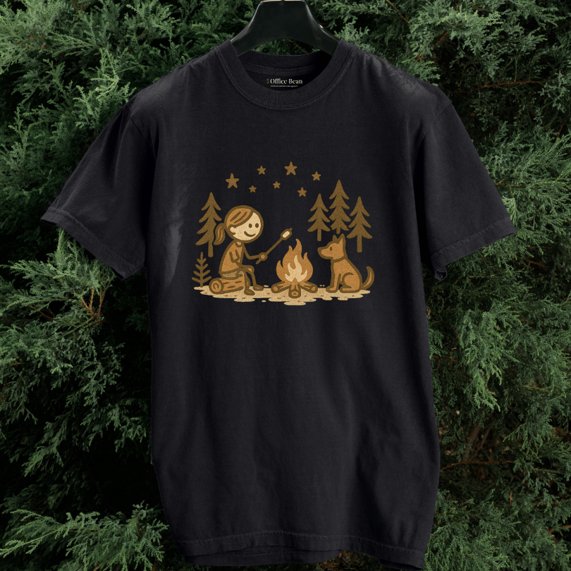 Girl Camp and Fireside Dog Friend T-shirt