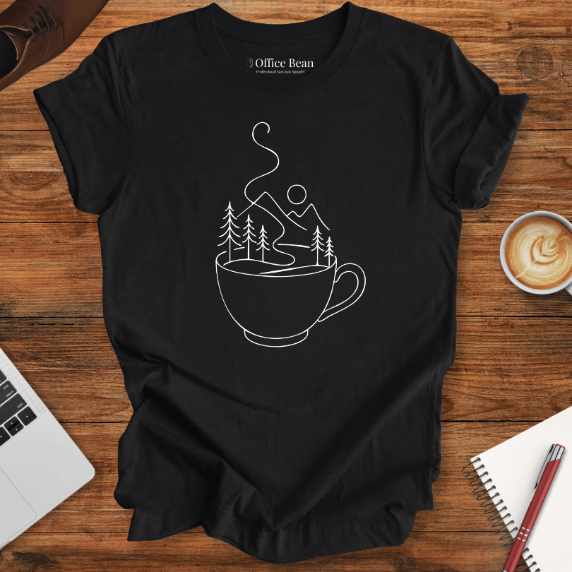 Line art Coffee turns into Nature T-Shirt