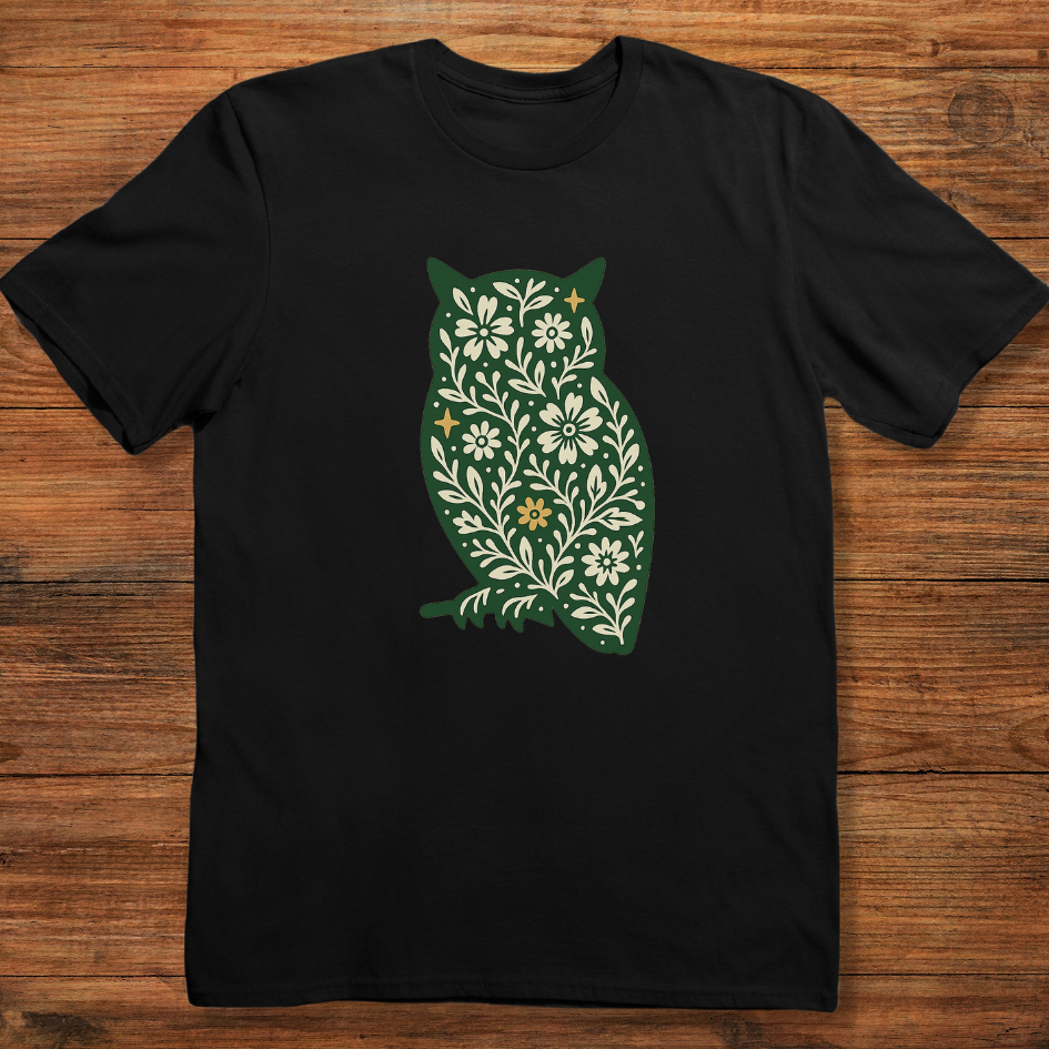 Midnight Bloom Owl T-shirt