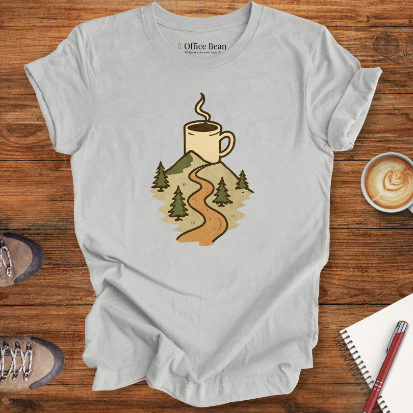 Lineart Hiker with Bird and Trees T-shirt
