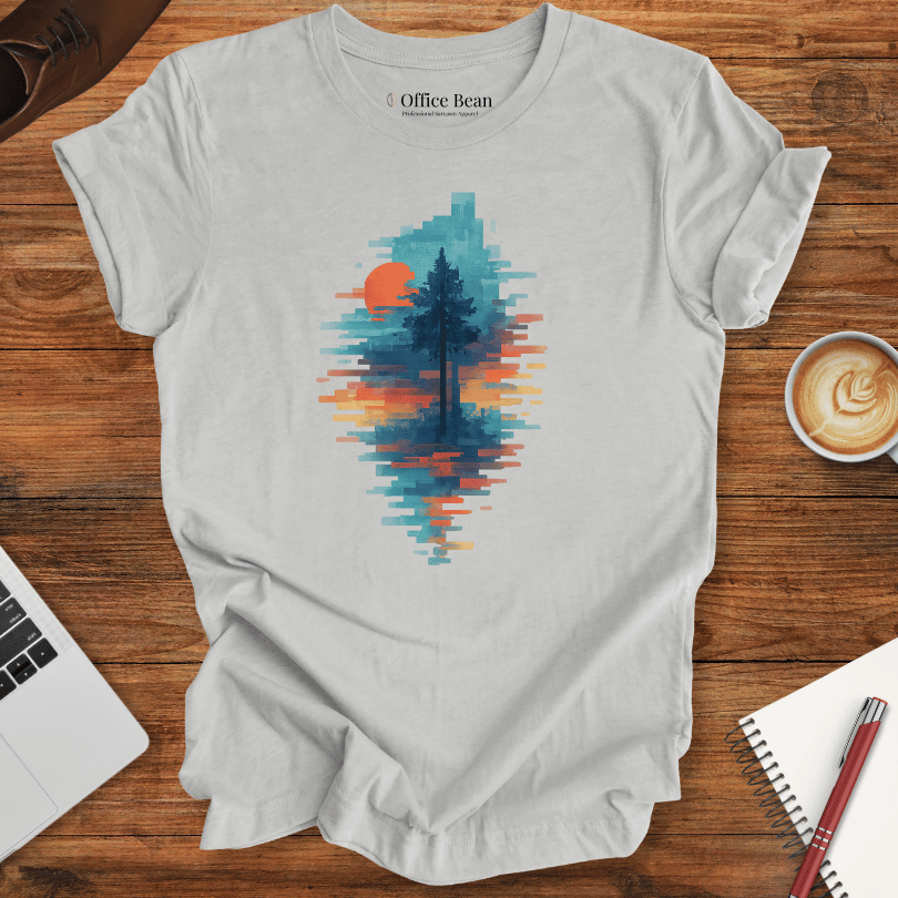 Pixel Forest Nature Glitch T-Shirt