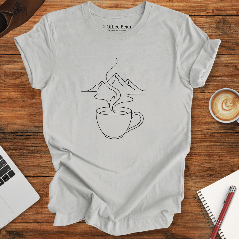 Line art Coffee and Mountains T-Shirt