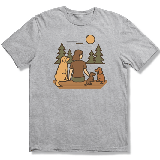 Forest Bench with Dogs T-shirt