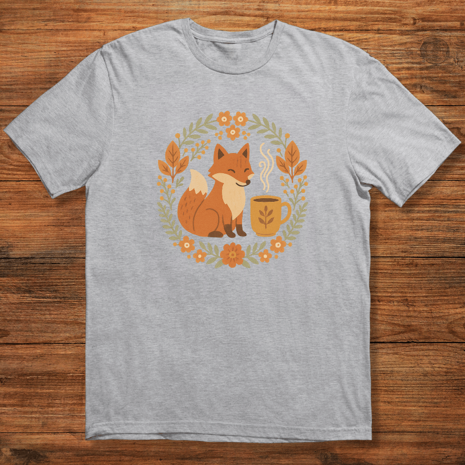 Fox and Coffee Wreath T-shirt