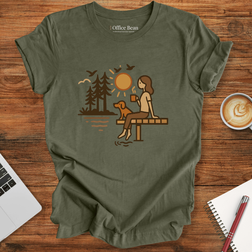 Lake, Coffee & Dog Companions T-shirt