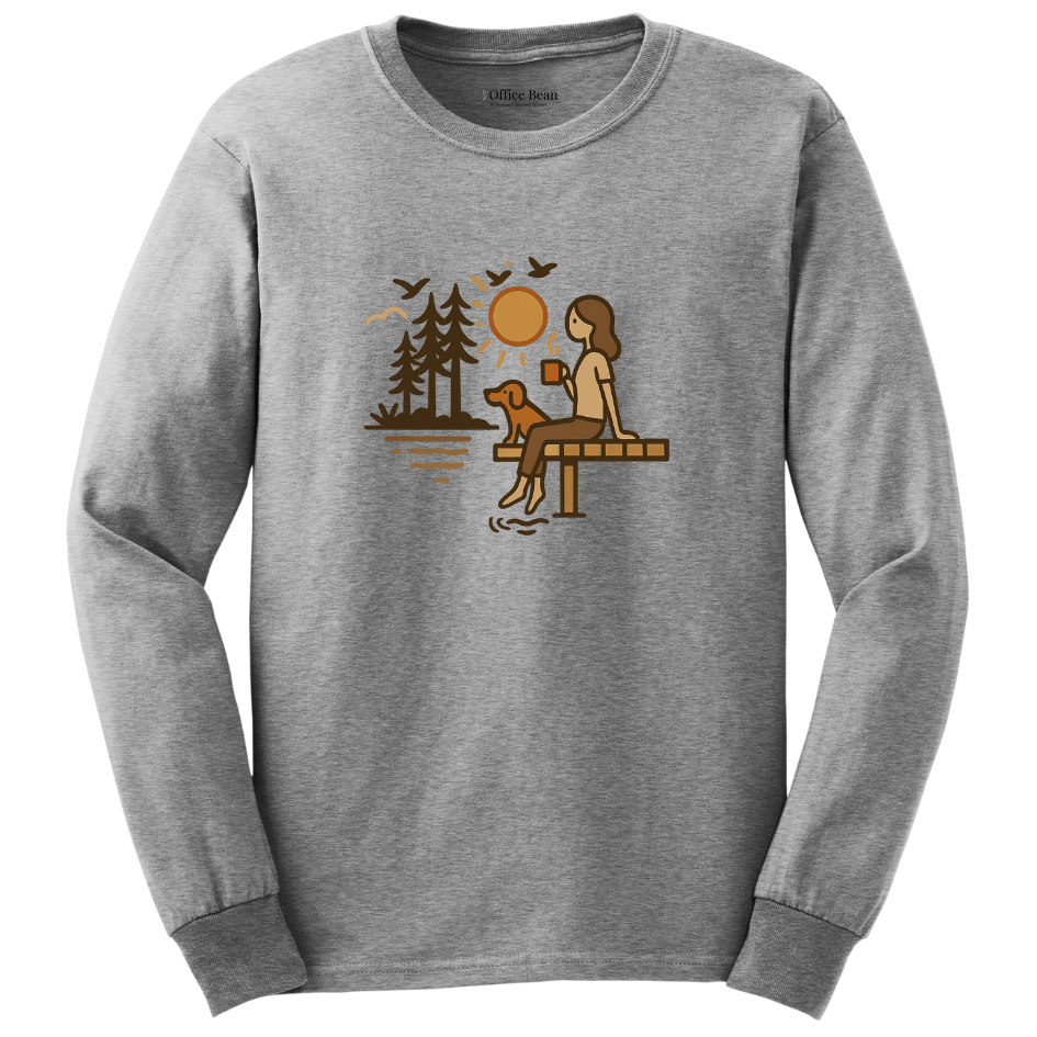 Lake, Coffee & Dog Long Sleeve T-shirt