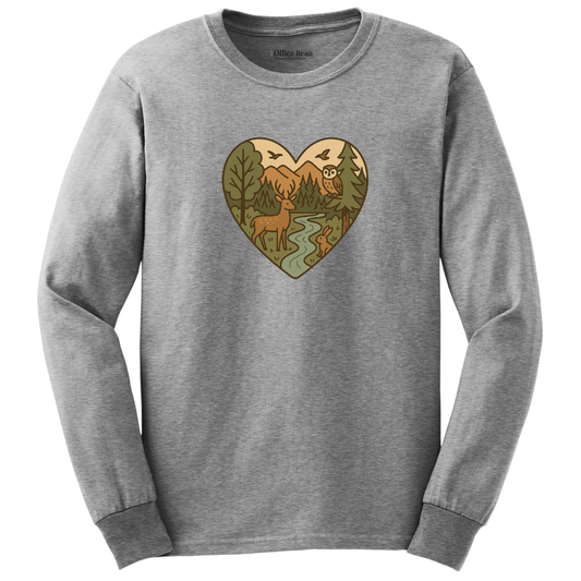 Forest Animals Heart Long Sleeve T-shirt