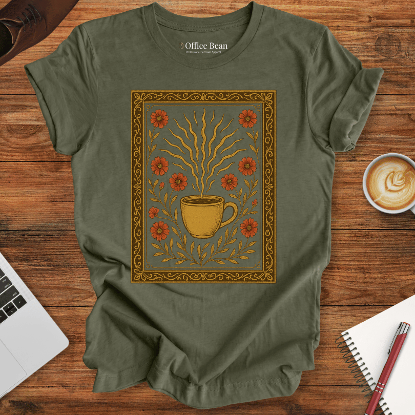 Coffee and Flower Tapestry T-shirt