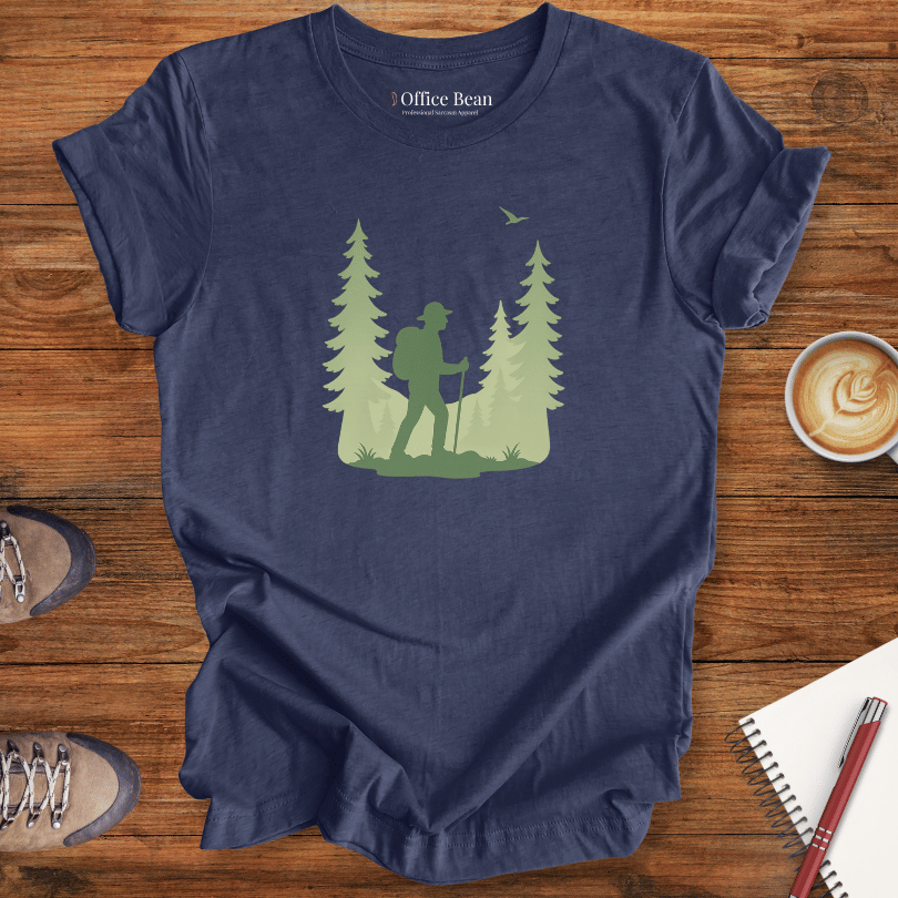 Silhouette Hiker in Pine Forest T-shirt