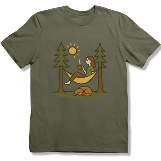 Hammock and Coffee Dog T-shirt