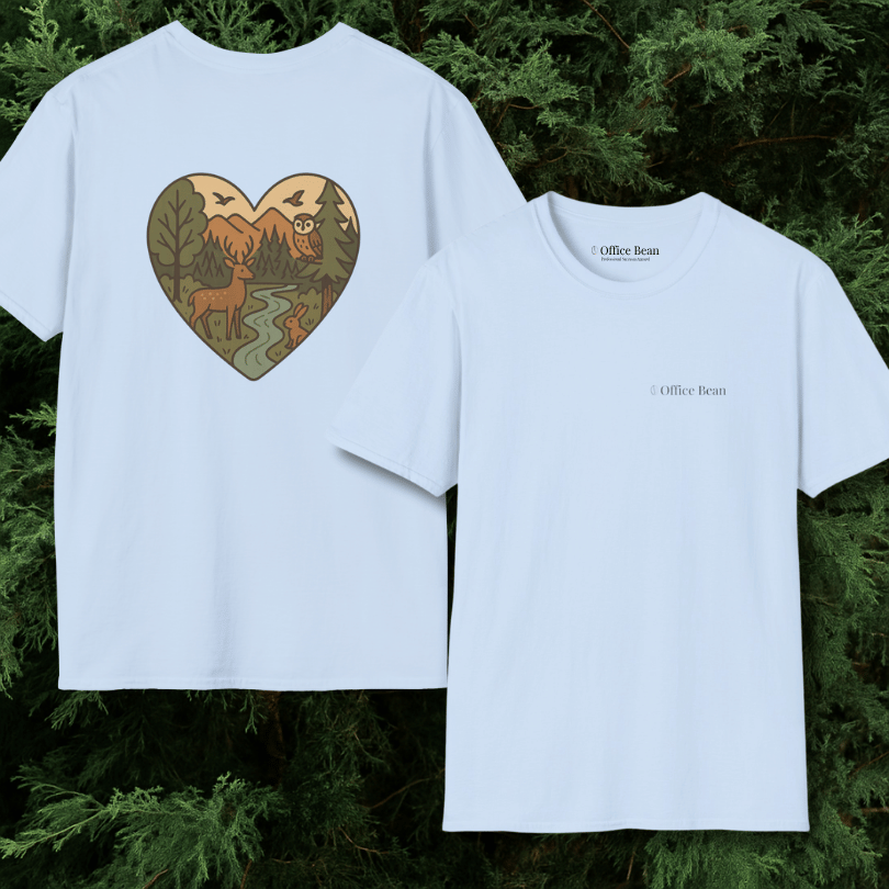 Forest Animals Heartshape Backprint T-Shirt