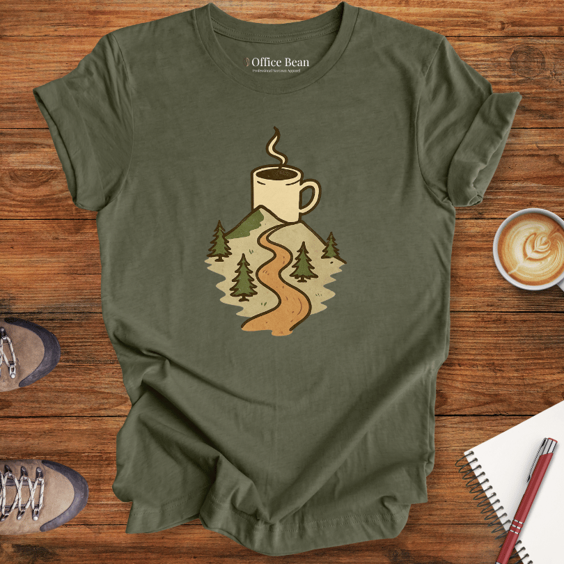 Lineart Hiker with Bird and Trees T-shirt