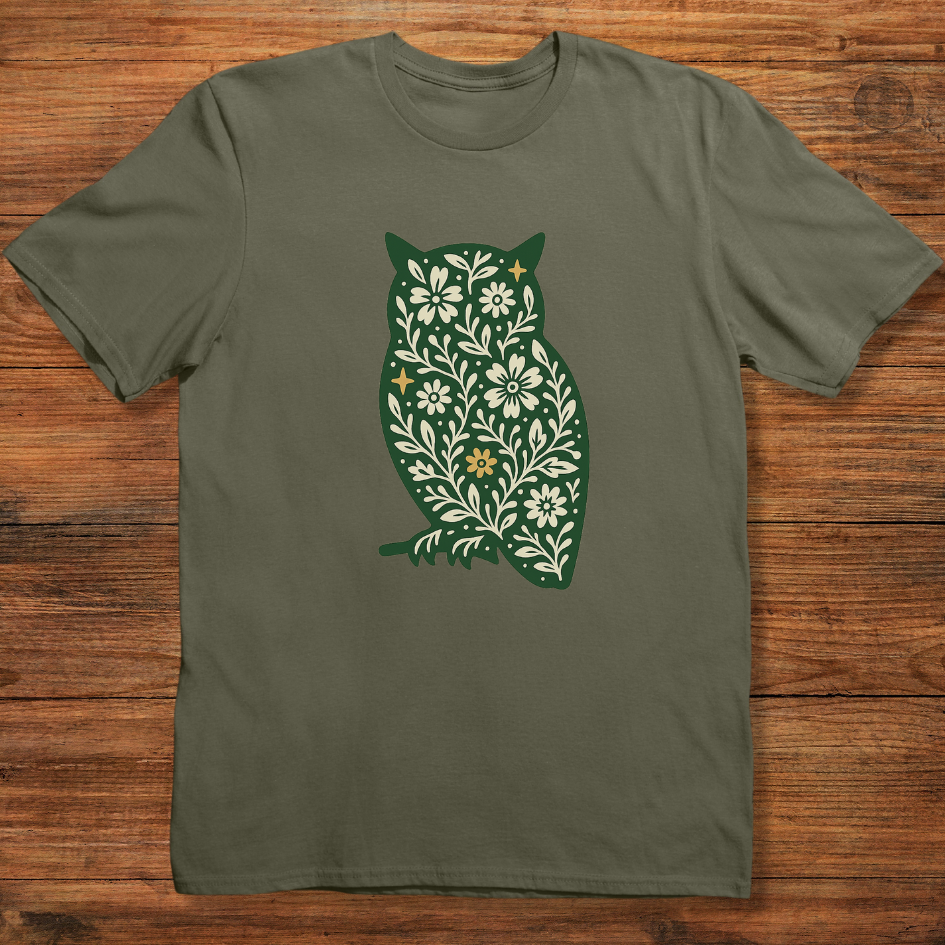 Midnight Bloom Owl T-shirt