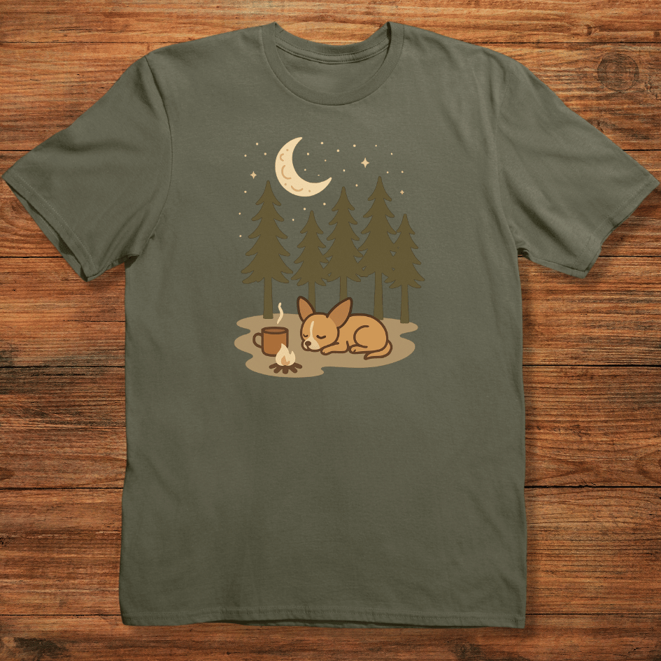 Sleeping Chihuahua by the Campfire T-shirt