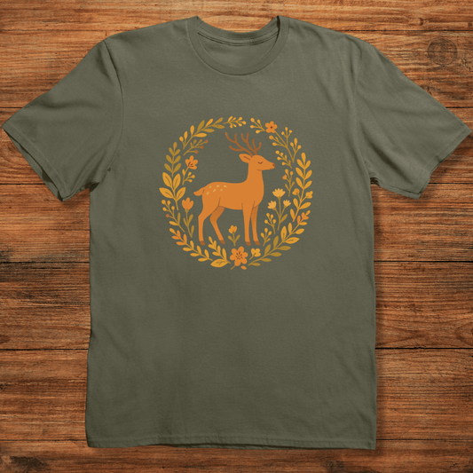 Deer in Floral Ring T-shirt