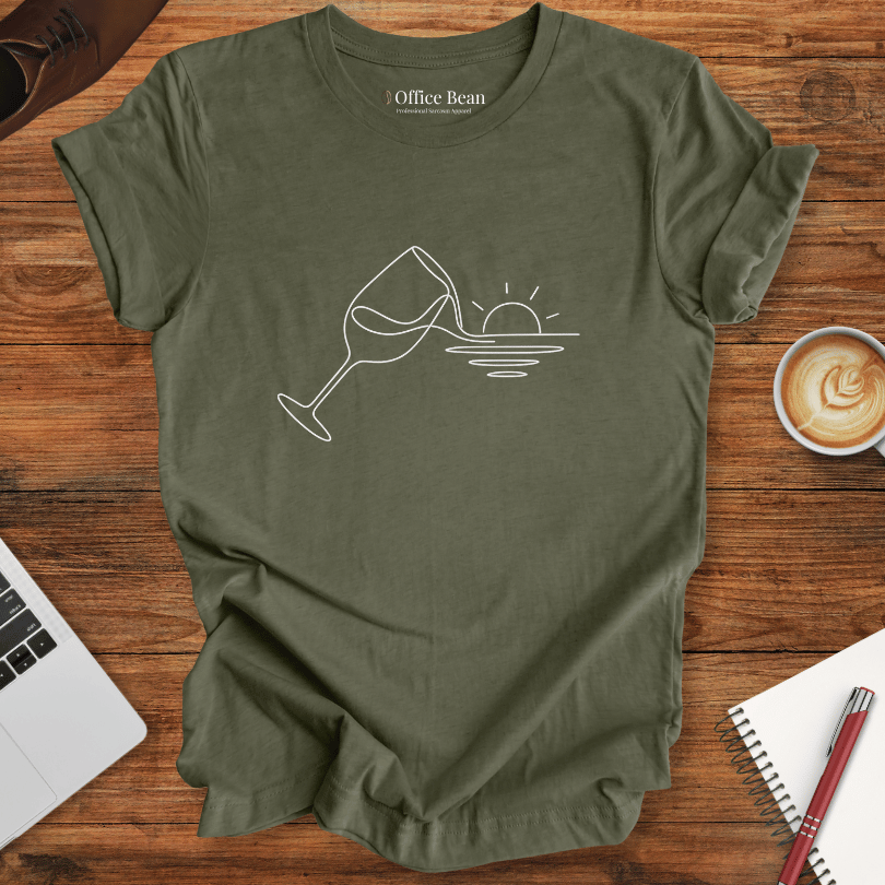 Line art Wine spilling Sunset T-Shirt
