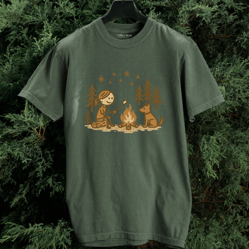 Girl Camp and Fireside Dog Friend T-shirt
