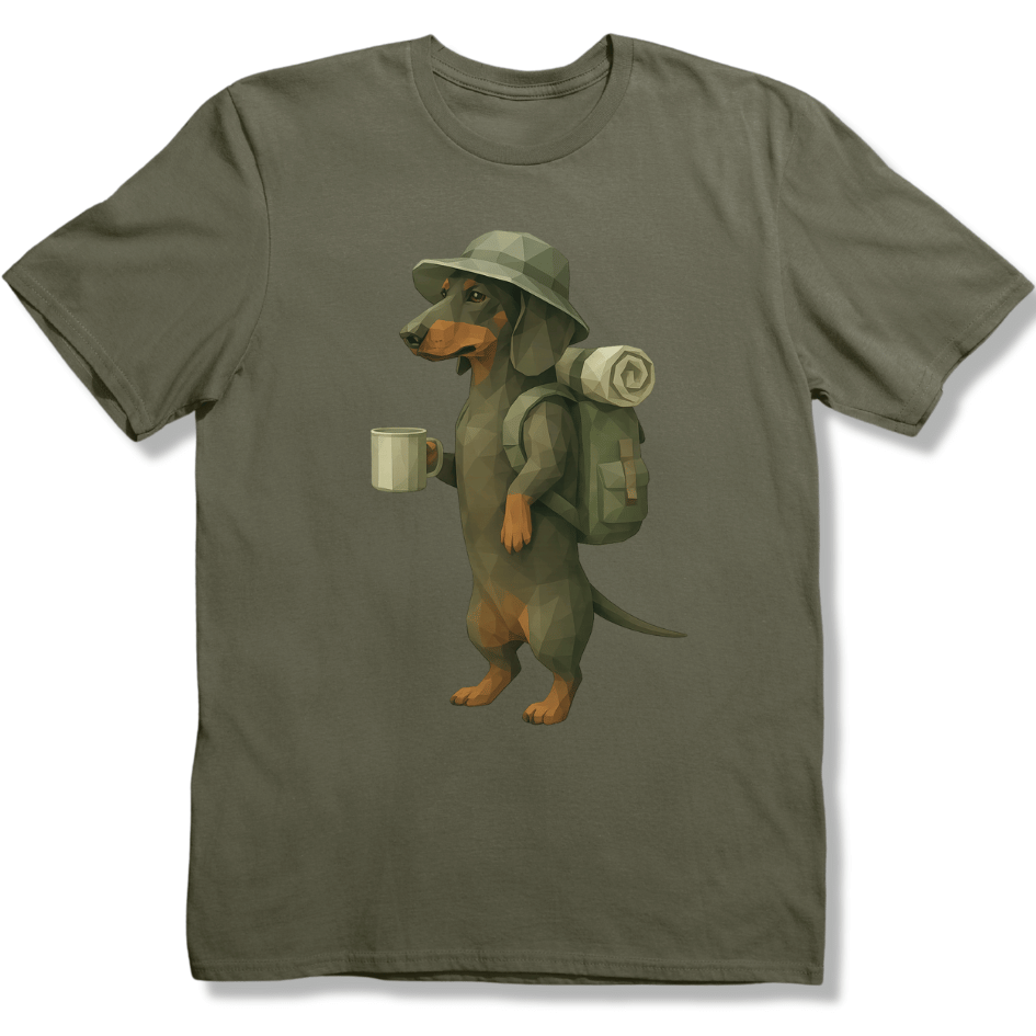 Polygon Dachshund with Coffee T-shirt