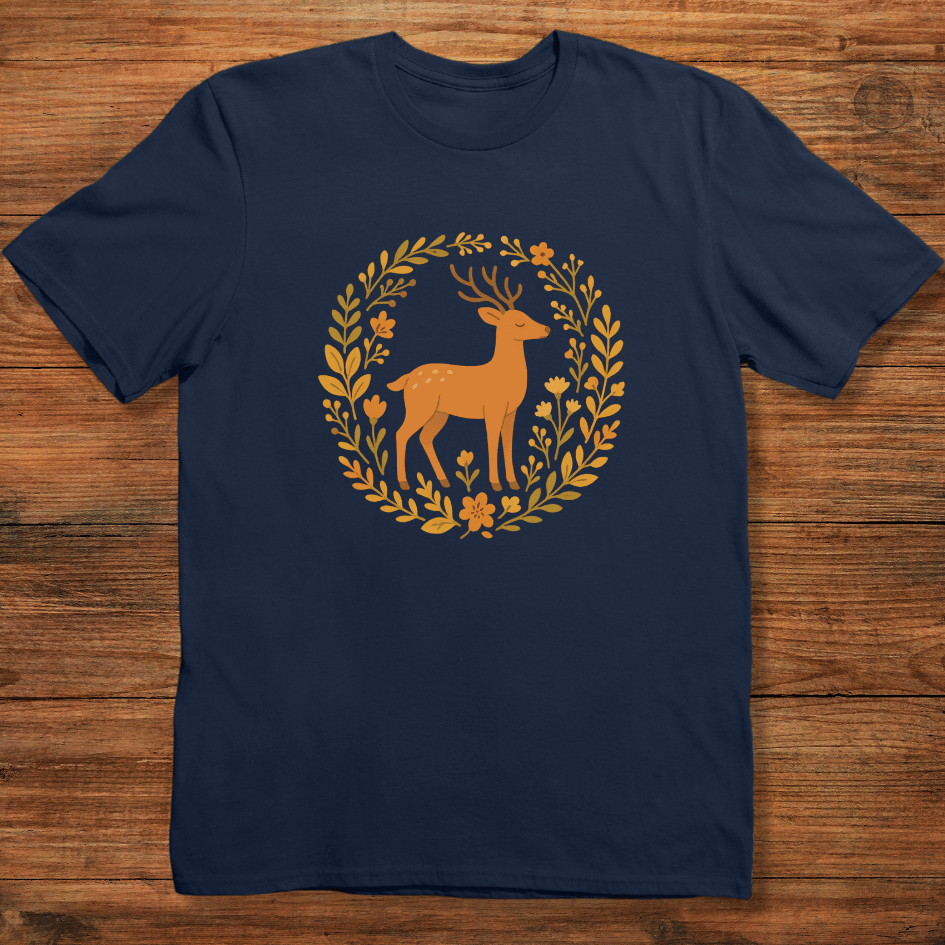 Deer in Floral Ring T-shirt