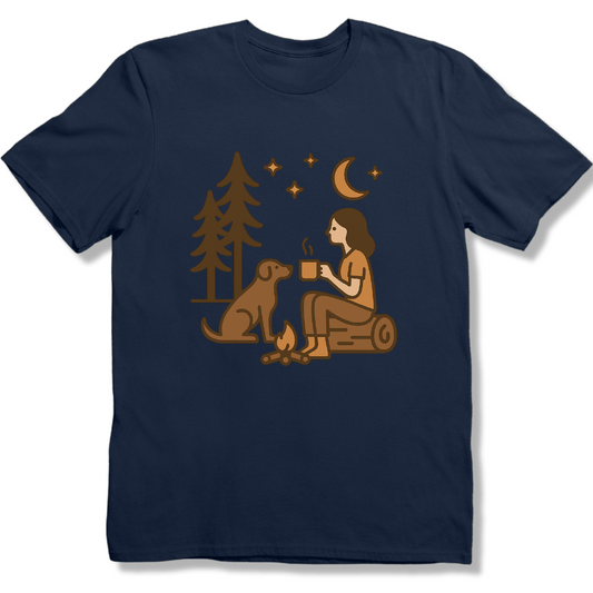 Campfire Coffee night with Pup T-shirt