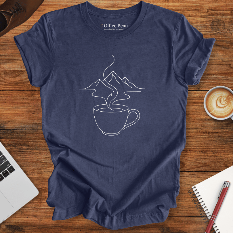 Line art Coffee and Mountains T-Shirt