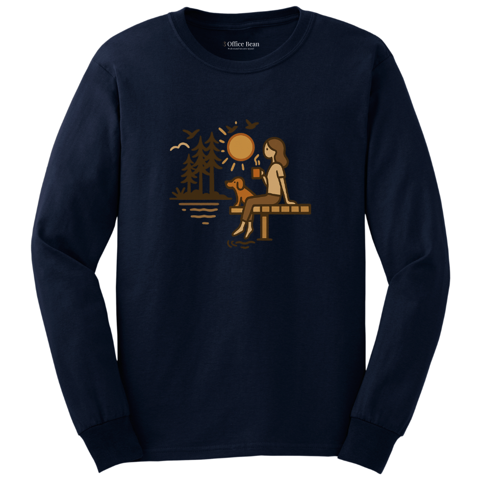 Lake, Coffee & Dog Long Sleeve T-shirt