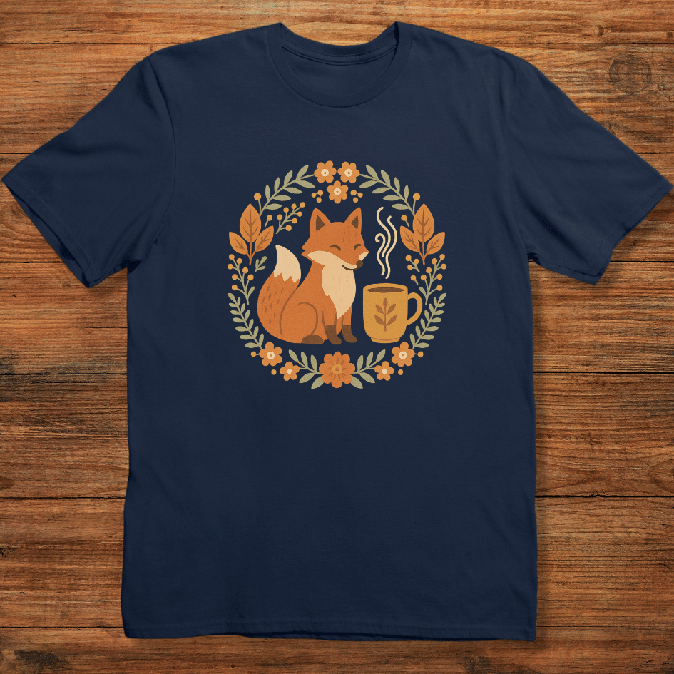 Fox and Coffee Wreath T-shirt