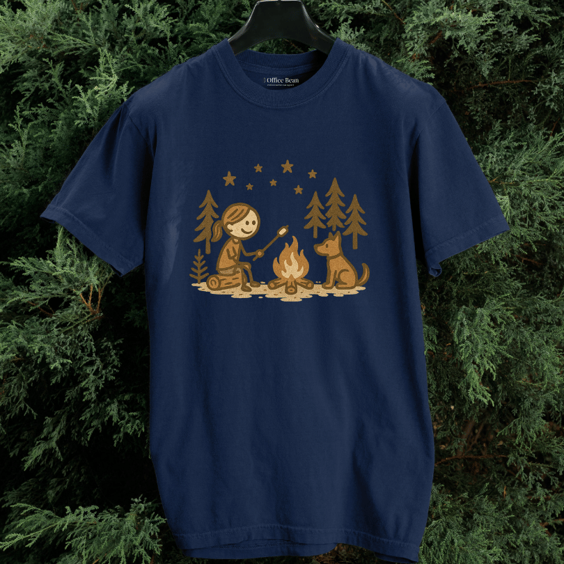 Girl Camp and Fireside Dog Friend T-shirt